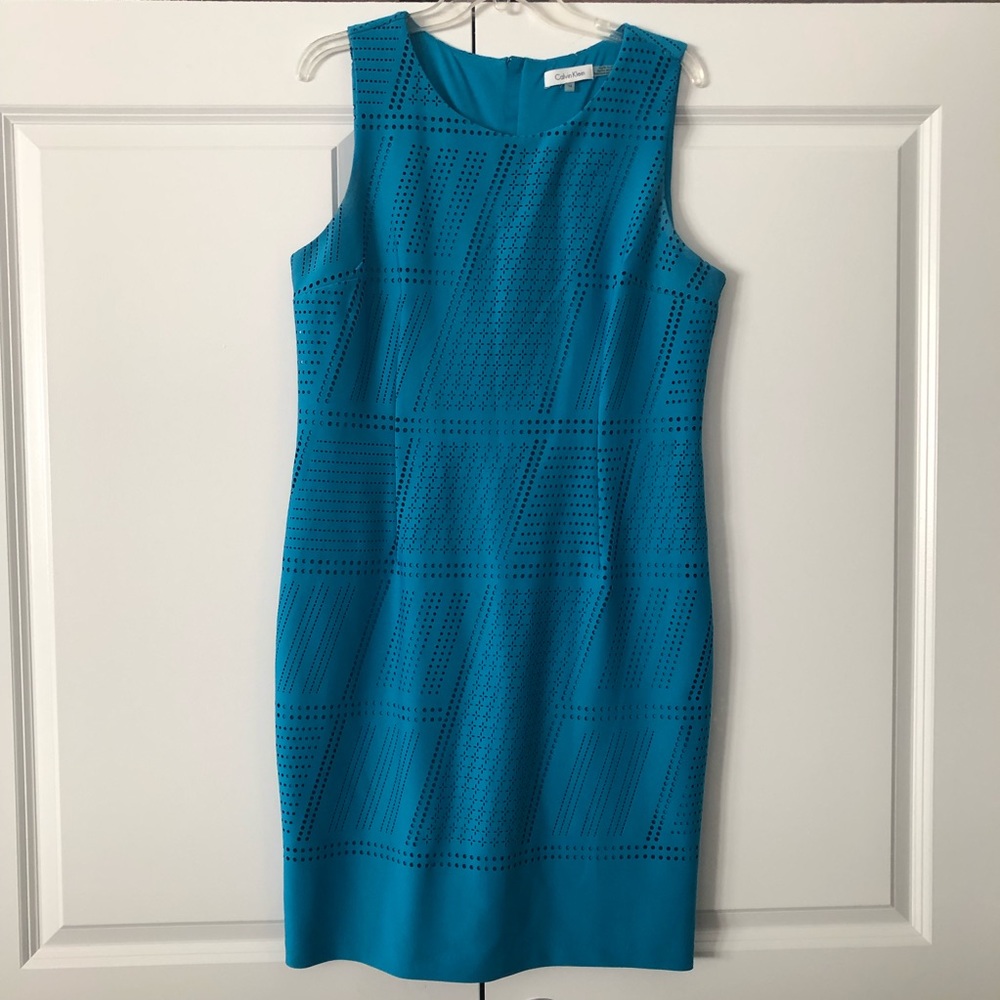 Bright blue Calvin Klein fitted dress